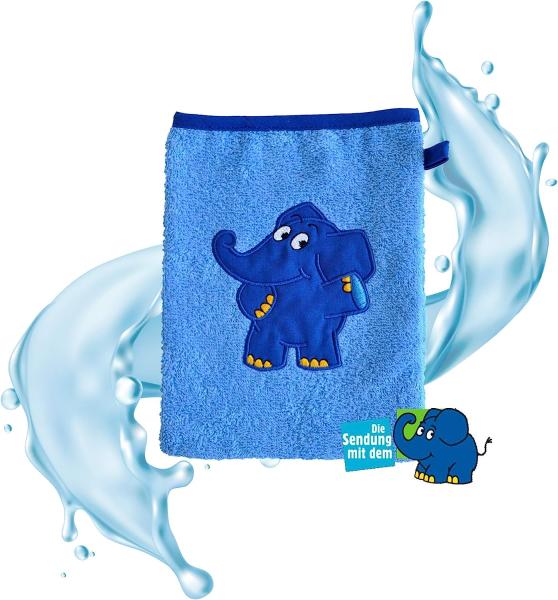 Smithy Kinder Waschhandschuh "blauer Elefant" aus Baumwolle
