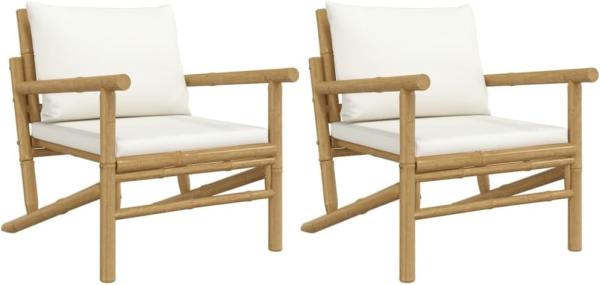 vidaXL Gartenstühle 2 Stk. mit Cremeweißen Kissen Bambus