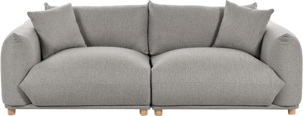 3-Sitzer Sofa hellgrau mit Kissen LUVOS