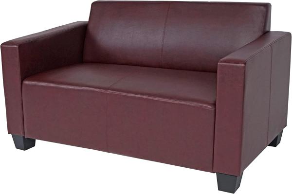 2er Sofa Couch Lyon Loungesofa Kunstleder ~ rot-braun