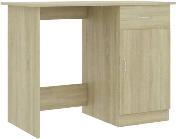 vidaXL Schreibtisch mit Schublade, Spanplatte Sonoma-Eiche, 100 x 50 x 76 cm