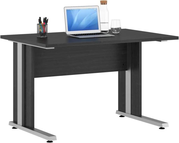 Schreibtisch >HOMEBASE< (HxT: 75x80 cm) in Ash-Oak - Alu-Optik