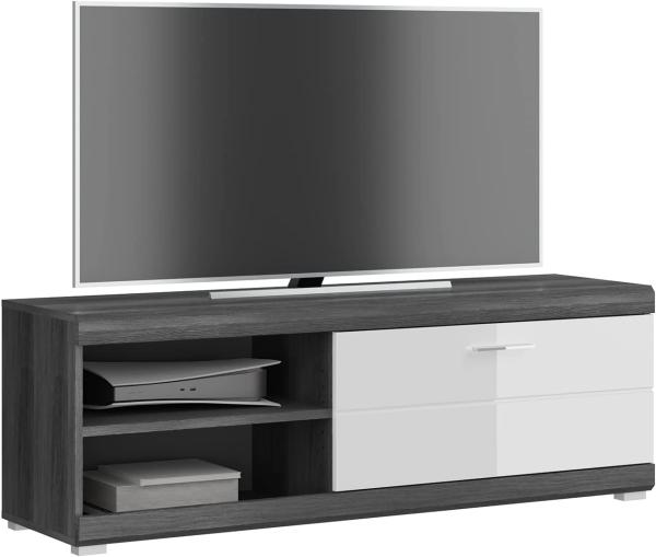 TV-Board >Sandusky< in rauchsilber/weiß hochglanz - 140x48x40cm (BxHxT)