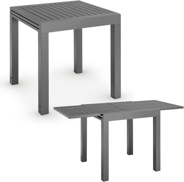 Juskys Gartentisch Laki 70x70 cm ausziehbar - Aluminium Esstisch zum Ausziehen - große Tischplatte - Alu Tisch Balkonmöbel Gartenmöbel Anthrazit