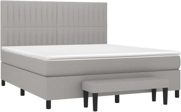 vidaXL Boxspringbett mit Matratze Hellgrau 160x200 cm Stoff