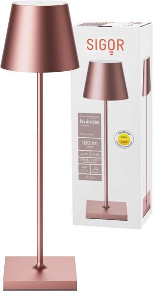 LED Tischleuchte, roségold, Touchdimmer, Akku, H 38 cm