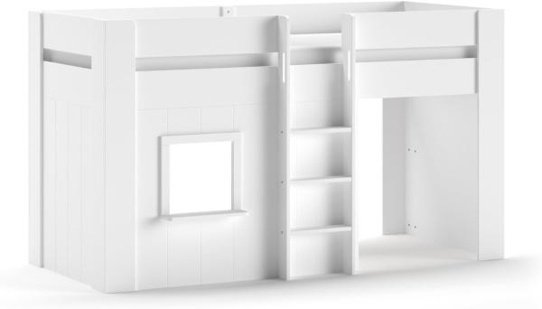 RENO halbhohes Spielbett 90 x 200 cm Liegefläche, Weiß