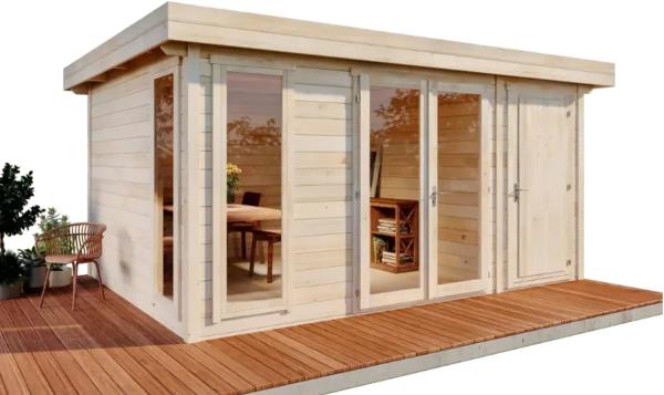 Alpholz Gartenhaus Aldo-28 C Gartenhaus aus Holz Holzhaus mit 28 mm Wandstärke FSC zertifiziert Blockbohlenhaus mit Montagematerial