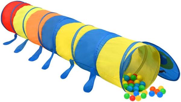 Spieltunnel mit 250 Bällen Mehrfarbig 245 cm Polyester