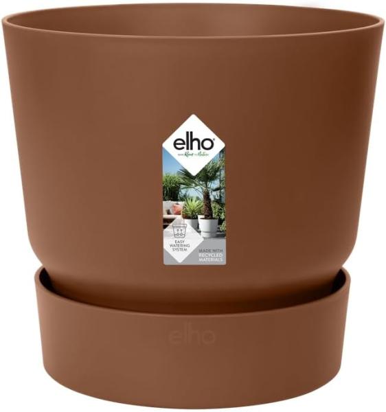 elho Greenville Rund 18 - Blumentopf für Innen und Außen - Selbstbewässerungstopf - 100% Recyceltem Plastik - Ø 18. 3 x H 17. 4 cm - Braun/Ingwer Braun