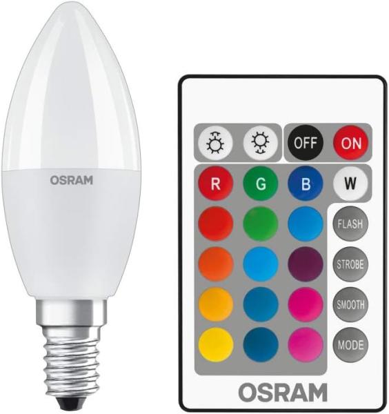 OSRAM LED Retrofit RGBW lamps with remote control 4.9 W/2700 K E14 FR