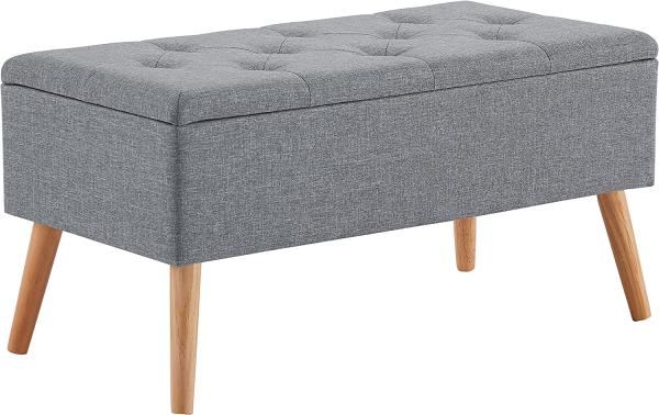 Zedelmaier Sitzbank mit Stauraum Sitztruhen Footstool Aufbewahrungsbox Stuhl Ottoman Polstersitz Moderne Möbel (Graues Leinen)