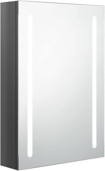 vidaXL LED-Bad-Spiegelschrank Glänzendes Grau 50x13x70 cm, Mit Beleuchtung [326498]