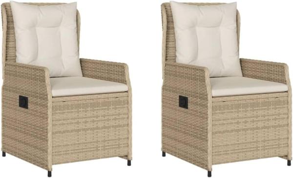 Gartensessel 2 Stk. Verstellbar Beige Poly Rattan 368656