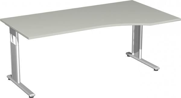 'C Fuß Flex' PC-Schreibtisch, rechts, höhenverstellbar, lichtgrau/ Silber, 68-82 x 180 x 100 cm