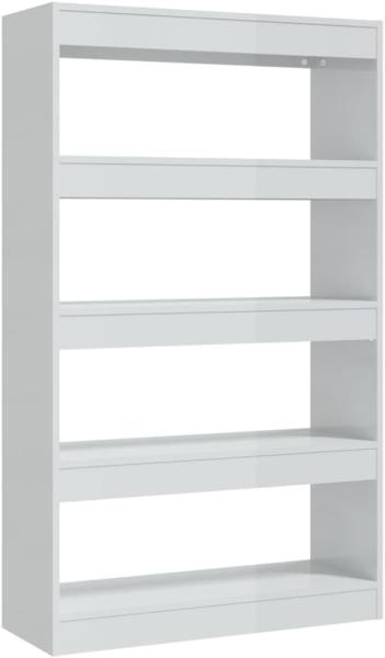 Bücherregal/Raumteiler Hochglanz-Weiß 80x30x135cm Holzwerkstoff