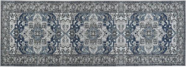Teppich grau blau 70 x 200 cm orientalisches Muster Kurzflor KOTTAR