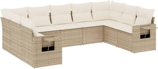 9-tlg. Garten-Sofagarnitur mit Kissen Beige Poly Rattan 3220597