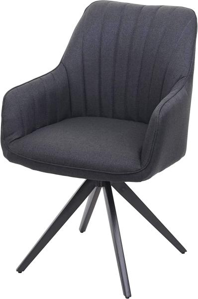 Esszimmerstuhl HWC-H73, Küchenstuhl Stuhl Armlehnstuhl, Retro Stahl Stoff/Textil ~ dunkelgrau