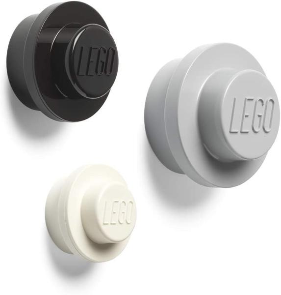 LEGO Wandhaken 4,7 - 9,4 cm PP grau/weiß/schwarz 3 Stück