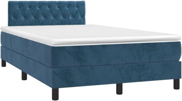 Boxspringbett mit Matratze & LED Dunkelblau 120x200 cm Samt (Farbe: Blau)