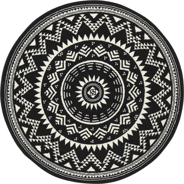 Kurzflor Teppich Valencia Rund - schwarz - 200 cm Durchmesser