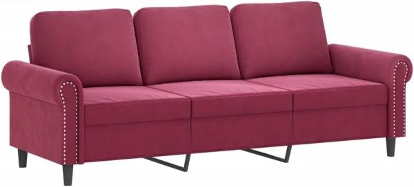 vidaXL 3-Sitzer-Sofa Weinrot 180 cm Samt