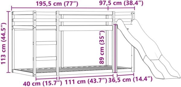 Etagenbett mit Rutsche und Gardinen Rosa 90x190 cm 3284127 Bild 3