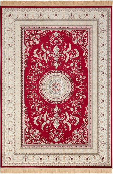 Orientalischer Samt-Teppich Fransen Antik Negar Rot - 160x230x0,5cm