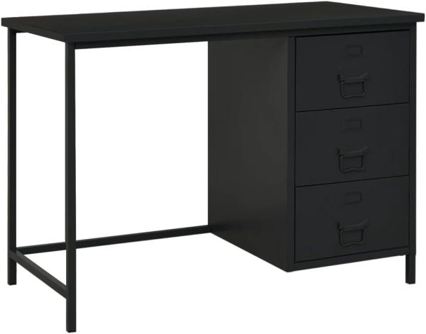 Schreibtisch Industrie-Stil mit Schubladen Schwarz 105x52x75 cm