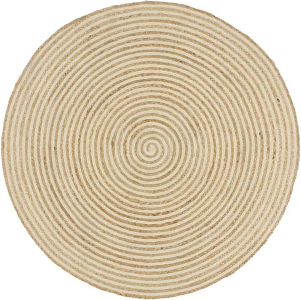 vidaXL Teppich Handgefertigt Jute mit Spiralen-Design Weiß 120 cm