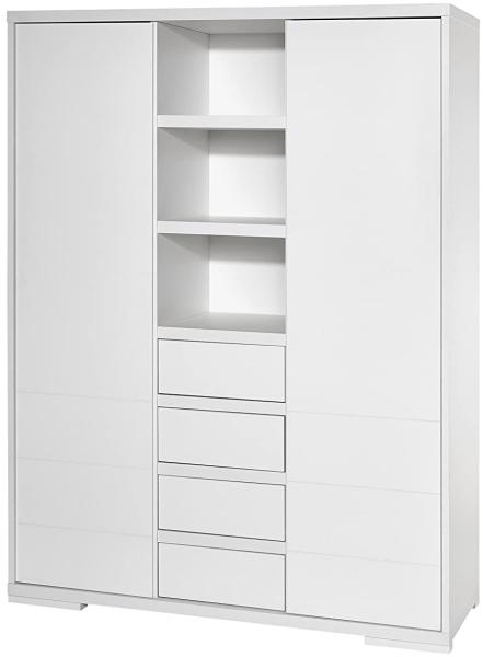 Schardt 'Maxx White' 2-trg. Kleiderschrank, weiß, mit 2 Kleiderstange, 4 Schubladen und 7 Ablagefächern