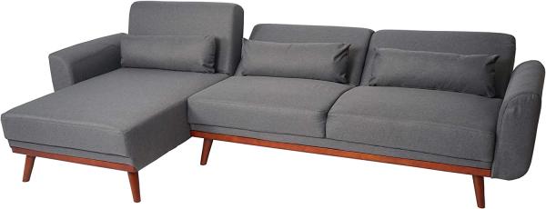 Sofa HWC-J20, Couch Ecksofa, L-Form 3-Sitzer Liegefläche Schlaffunktion Stoff/Textil 280cm ~ anthrazit-grau