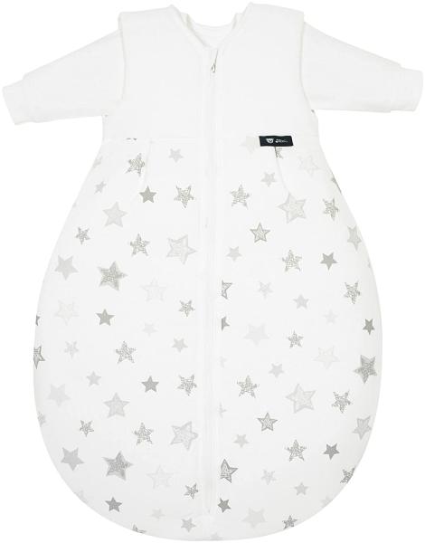 Alvi Kombi-Schlafsack | Ganzjahres Baby-Schlafsack 2-teilig | Innensack mit Ärmel & gefütterter Außensack | Temperaturen von 15 bis 30°C, Größe:110, Design:Silver Stars silbergrau 786-9