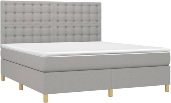 vidaXL Boxspringbett mit Matratze & LED Hellgrau 160x200 cm Stoff, Härtegrad: H2 [3135765]