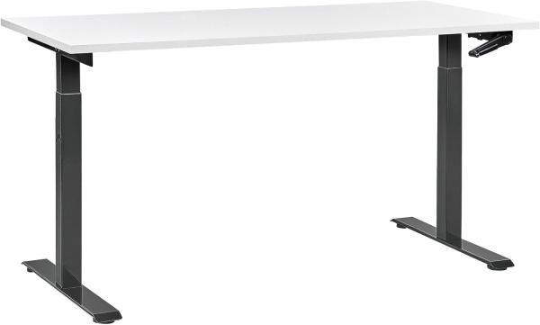 Schreibtisch weiß schwarz 160 x 72 cm manuell höhenverstellbar DESTINES