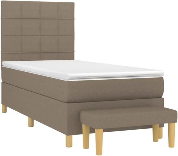 vidaXL Boxspringbett mit Matratze Taupe 90x200 cm Stoff