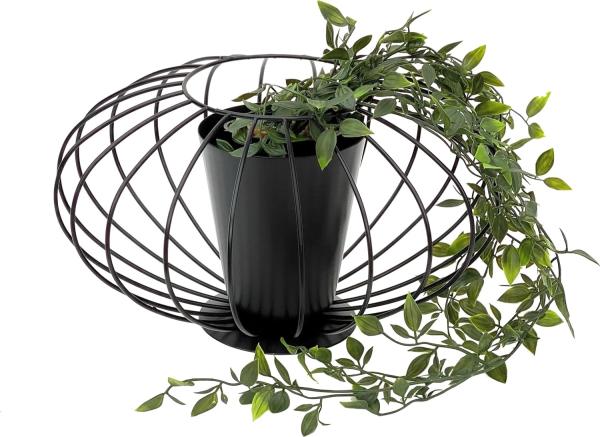 DanDiBo Tischdeko Wohnzimmer Pflanzgefäß Metall Schwarz Matt Rund Ø 36 cm Blumenständer KW442 Blumenschale Modern Pflanzenständer Pflanzenvase Vintage