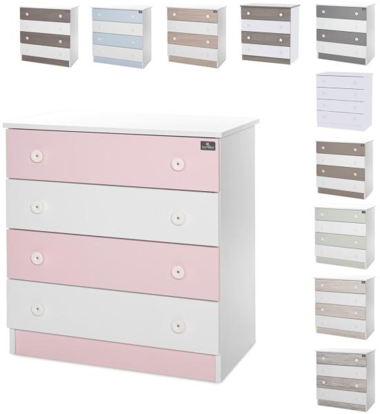 Lorelli Kommode Dresser 81 x 50 x 86 cm, 4 große Schubladen, schnelle Montage pink