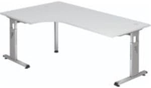 Winkeltisch OS82 C-Fuß 200x120cm 90° Weiß Gestellfarbe: Silber
