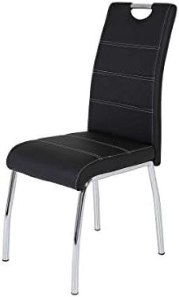 Stuhl SUSI S, Kunstleder schwarz mit weißer Naht