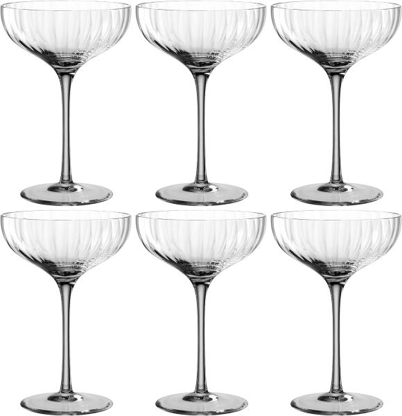 Leonardo Poesia Champagnerschale 6er Set, spülmaschinengeeignete Sektgläser, Champagnergläser, Höhe 16 cm, 260 ml, grau, 022385