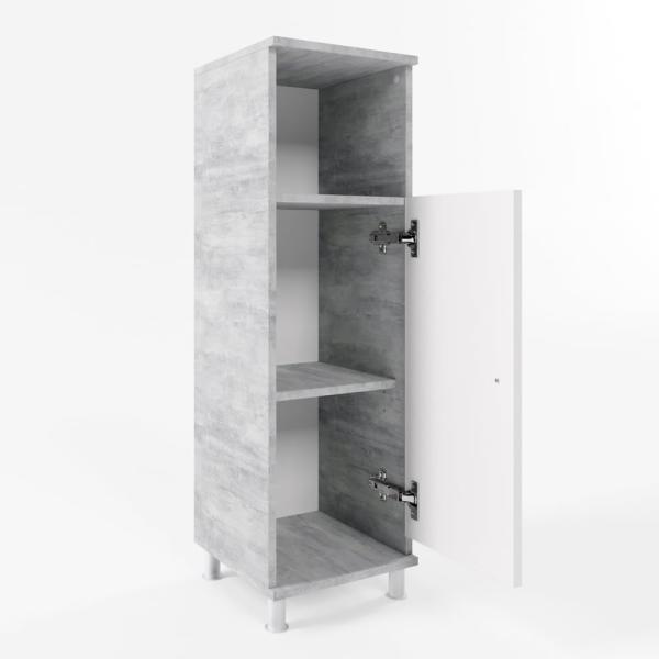VICCO 'Fynn' Badezimmer Midischrank, Weiß / Grau Beton