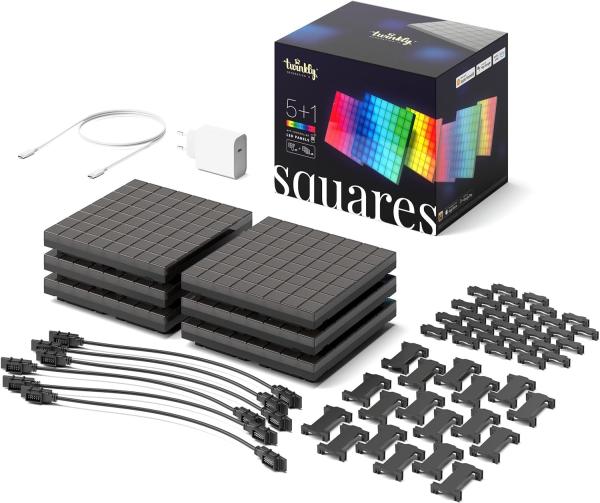 Twinkly Squares, Intelligentes Panel, Wi-Fi/Bluetooth, Schwarz, LED, Kunststoff, Variabel