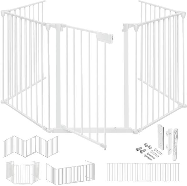 KESSER® Kaminschutzgitter, mit Tür, 420cm Länge, Weiß