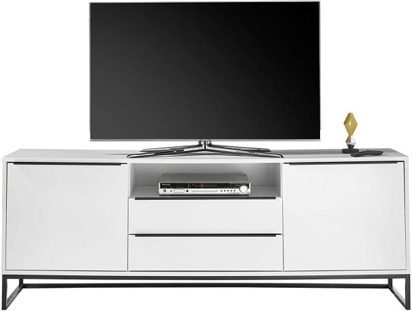 TV-Lowboard Lille in weiß und schwarz 184 x 69 cm