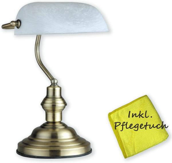 Schreibtischlampe weiß Schirm Retro Tischlampe Banker Lampe Wohnzimmer Messing