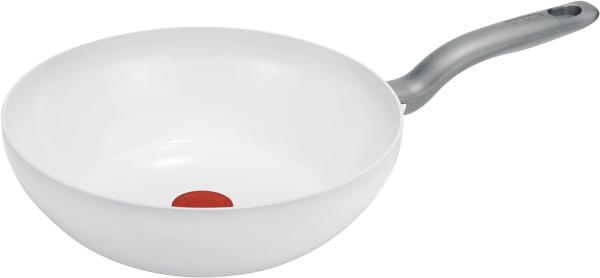 Tefal C90819 Ceramic Control Wok-Pfanne 28cm | sichere Keramikbeschichtung | Thermo-Spot Temperaturindikator | Leichte Reinigung | für Alle Herdarten Geeignet | Inklusive Induktion | Weiß