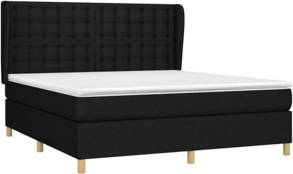 vidaXL Boxspringbett mit Matratze Schwarz 180x200 cm Stoff