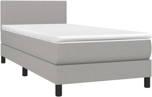 vidaXL Boxspringbett mit Matratze Hellgrau 100x200 cm Stoff